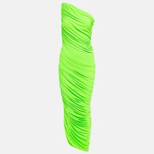 nwot norma kamali lime green diana one shoulder dress